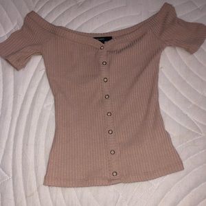 beige off the shoulder top